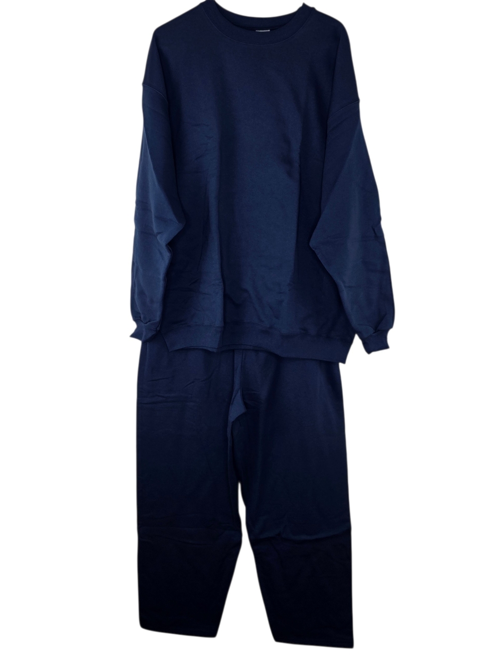 New Hanes Eco Smart Navy 2 Pc Pullover Fleece Sweatshirt And Pants Size Xl View 3